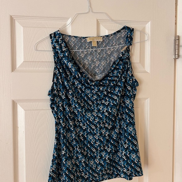 Michael Kors Tops - Michael Kors Blue and White Patterned Blouse